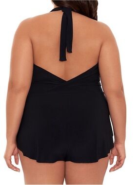 Venus Purple and pink halter one piece swimsuit with ruffle details